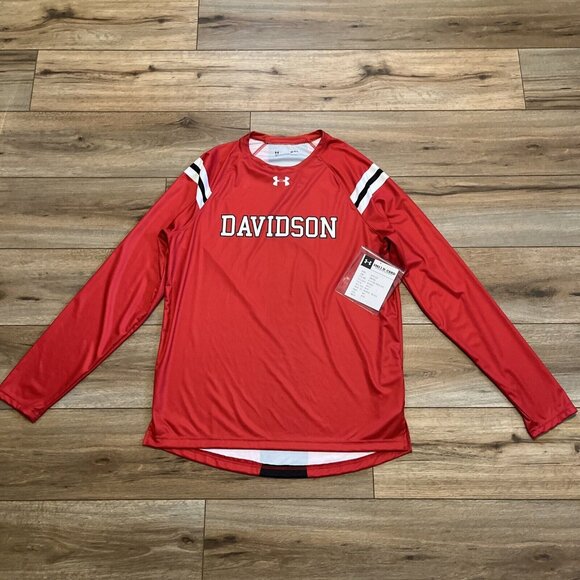 Under Armour Davidson Basketball LS Shooter Jersey SZ Large Red Black UJKTL1M - Picture 1 of 11